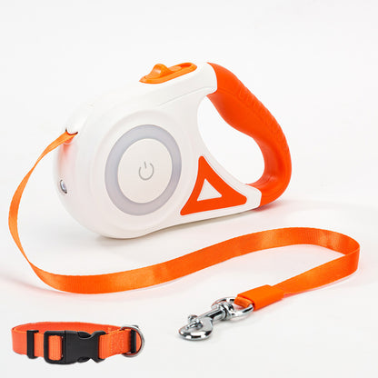 Retractable Dog Leash with Spotlight & Collar